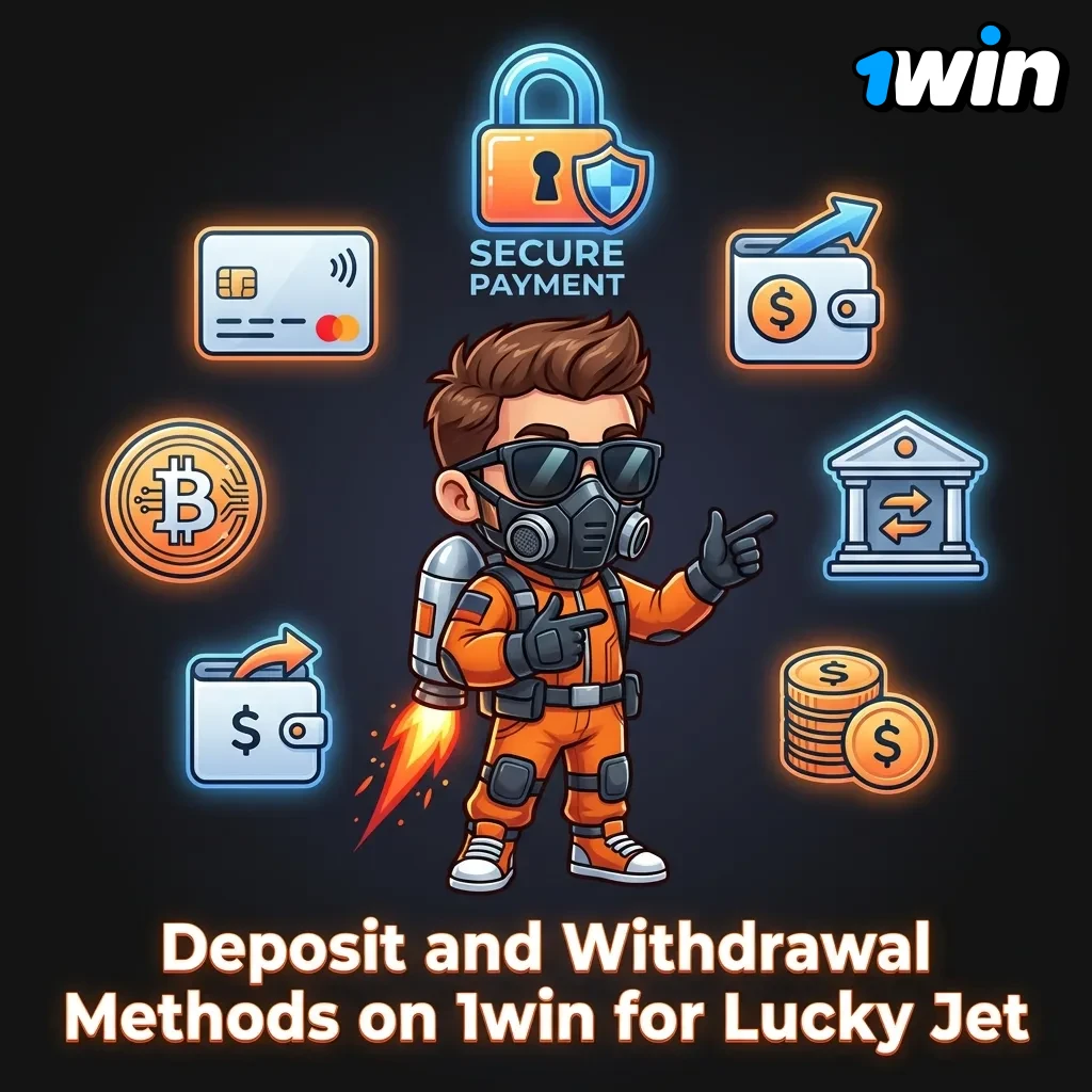 1win payment options for Lucky Jet including M-Pesa, Airtel Money, crypto, cards, and e-wallets with betting limits