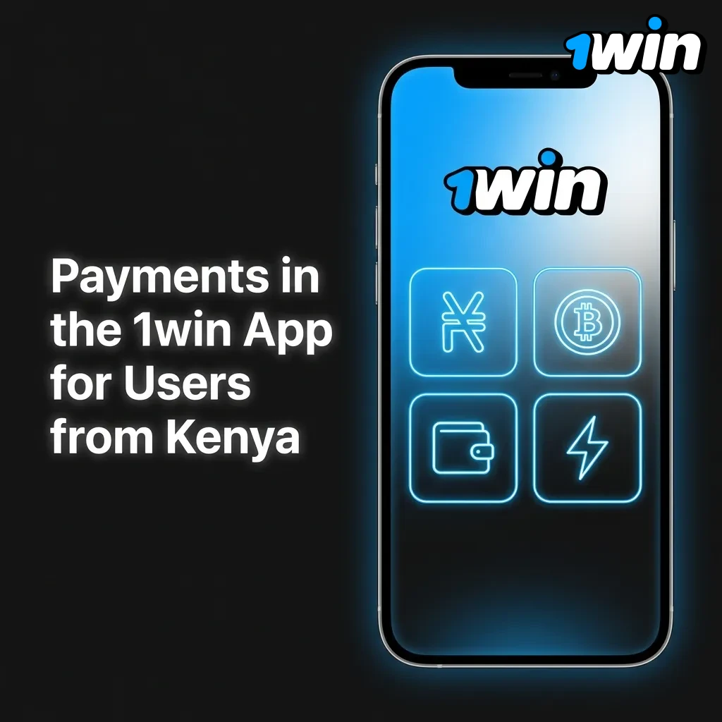 1win app payment methods for Kenya including M-Pesa, Airtel Money, crypto, cards, and e-wallets on mobile screen