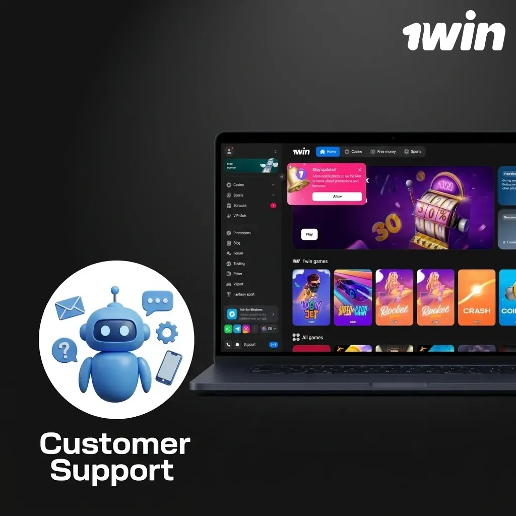 1win Kenya customer support channels including live chat, email, Telegram, and FAQ available 24/7