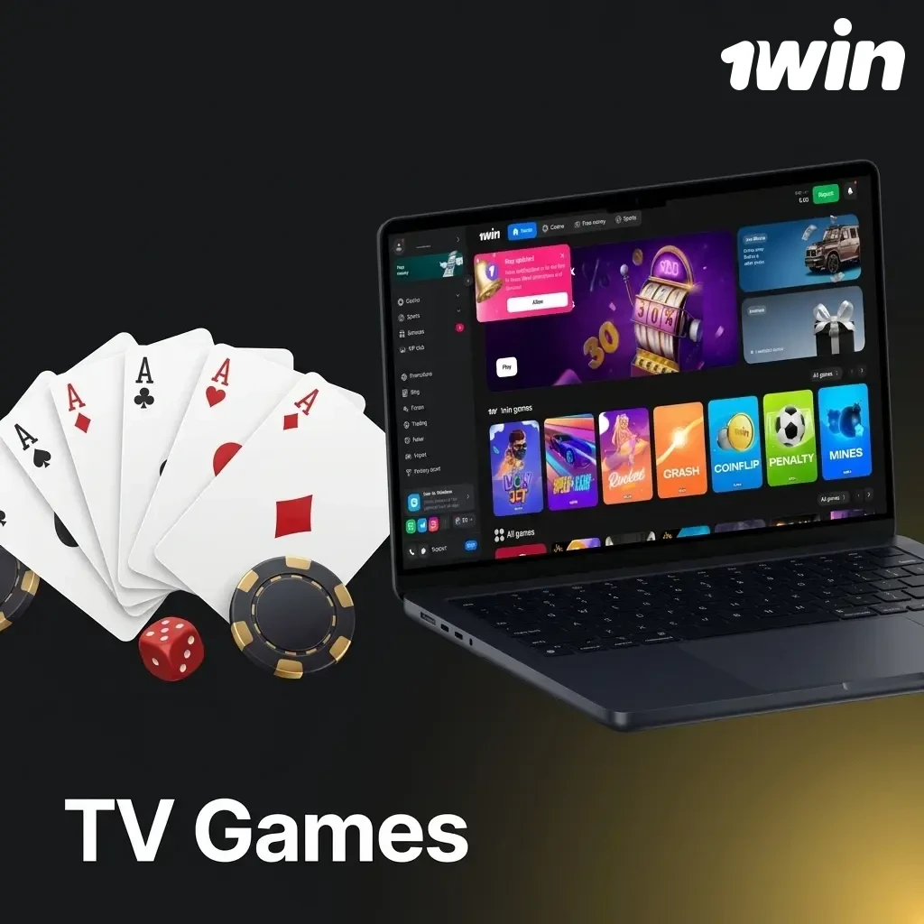 1win Kenya TV Games section showing lottery and game show titles like Keno TV, Lucky 7, and Wheel of Fortune